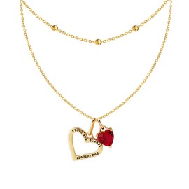 Jacys Mifv Double-Heart Necklace with Red CZ Stone & Satellite Chain Choker Set, 18K Gold-Plated 925 Sterling Silver, Adjustable Layered Jewelry for Women, Valentine's Gift, Mother's Day Gift