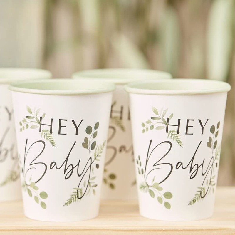 Ginger Ray Botanical Baby Shower Paper Party Cups 8 Pack,