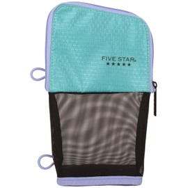 Five Star Pencil Pouch, Pen Case, Stand 'N Store Zipper Pouch, Fits 3-Ring Binder, Storage Organizer for School Supplies Earbuds Chargers Cables Makeup, Teal/Berry (500209F-ECM)