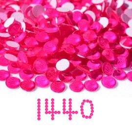 Blinginbox Flatback Glass Rhinestones,Neon Gems 1440pcs Non Hotfix Crystal Rhinestones for Nail Crafts Clothes Tumblers Face Makeup,Rose Neon,SS10