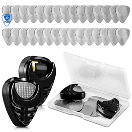 Metal Guitar Picks Plectrums Stainless Steel Picks Guitar Pick Holder Black With Picks Storage Case for Electric Guitar Bass Ukulele (60 Pcs Picks)