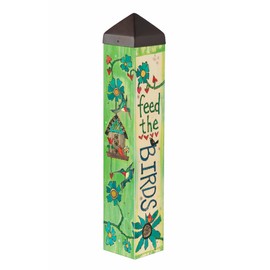 Studio M Art Pole, PVC Weather Resistant Pole with Vinyl Bowl 20 inches Tall Outdoor Decoration for Gardens, Patios, Yards, Landscaping and Birding Accessories, Feed The Birds