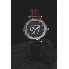 Boyce Watch-Naughty B Diamond Cut Casing With Signature B And Red Magnet Band