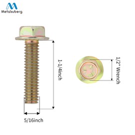 Metalsuberg 5/16" x 1-1/4" Flanged Hex Toothed Bolt by Color Zinc Plated, Alloy Steel,Grade 5..(10pcs Pack)