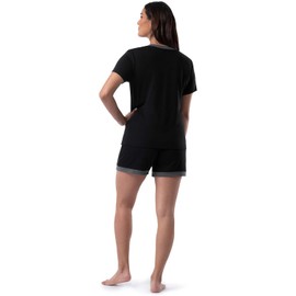 Fruit of the Loom Women's Plus Size Sleeve Tee and Short 2 Piece Sleep Set, Black, 4X