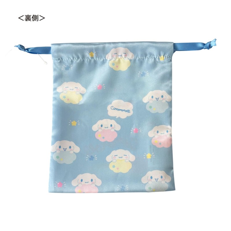 Small Planet Sanrio Ribbon Drawstring Bag, Cinnamorol, Simple, Cute