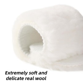 ISQFIQ Warm Sheepkin Insoles, Real Wool Innersoles for Men Women, Fleece Thermal Fur Insoles, Thick Lambswool Inner Soles for Boot, Wellington, Slippers(White, UK 4)