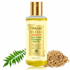 Khadi Drontika Curry Leaves & Fenugreek Hair Oil for Hair Fall and Greying Control - With Vitamin E - 100Ml