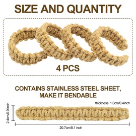 Rustic Curtain Holdbacks Braided Curtain Tiebacks for Drapes, Handmade Curtain Tiebacks Outdoor Flexible Rope Curtain Tie for Christmas Wedding Home Decorations (Set of 4)