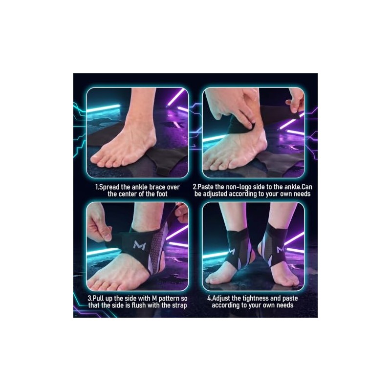 2 Pcs Ankle Brace for Women Men, Purple Adult Support