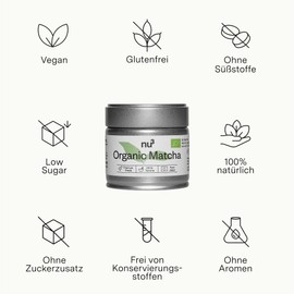 nu3 Organic Matcha Powder - Pure Tencha Matcha from Japan, Mild Flavour, Intense Green, No Additives, Vegan, Gluten-Free, Organic, Finest Green Tea, as Coffee Replacement or for Relaxation - 3 x 30 g