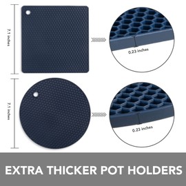 Joyhalo Trivets for Hot Dishes - Hot Pads for Kitchen, Silicone Pot Holders for Hot Pots and Pans, Silicone Mats for Kitchen Countertops, Table, Flexible Easy to Wash and Dry, Navy
