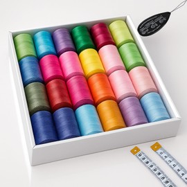 Sewing Thread Set Sewing Machine Yarn 1000 Yard 24 Colours Quality Yarn Overlock Yarn for Overlock, Yarn Sewing Machine for Sewing Machine Yarn Each Thread Spool and 36 Bobbins with Basic Equipment