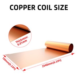 1 Rolls 0.01mm(T) x100mm(W) x2540mm (L) Cu Metal Sheet Foil Plate High Purity Copper Coil Pure Copper