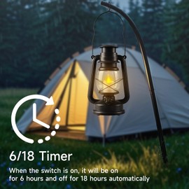 FUWDEO 2-Pack Vintage LED Lanterns with Moving Flame Flickering- 9.5" Decorative Flameless Battery Operated Lamps with Timer for Outdoor Garden, Patio & Indoor Decor - Bronze