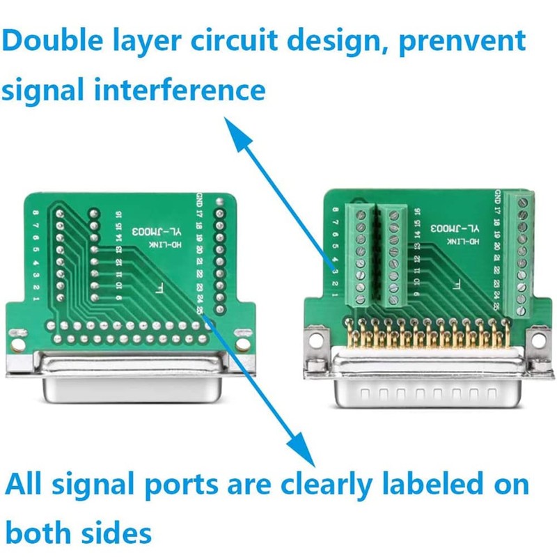 PENGLIN 2PCS DB25 Solderless Male RS232 D-SUB Serial Adapters, 16mm