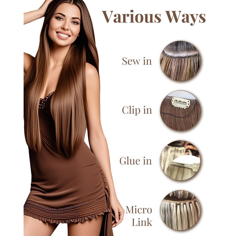 Hetto Balayage Sew in Hair Extensions Real Human Hair 22