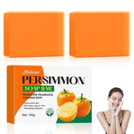 Persimmon Soap for Cleansing, Pack of 2 (2 x 100 g), Fruity Body & Face Soap with Persimmon Extract, Mild Wash Piece for Daily Care