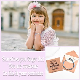 TEVOP Gifts for Women Girls, Inspirational Gifts for Women Girls, Tiny Light Blue Beaded Bracelet Special Birthday Christmas Gifts for Daughter Granddaughter Mum, Christmas Stocking Fillers for Girls