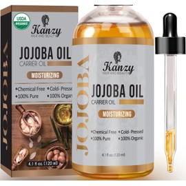 Kanzy 100% Organic Jojoba Oil - Cold-Pressed, Hexane-Free, for Hair, Skin, & Body Care - 120ml