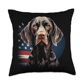 German Shorthaired Pointer Camo USA Flag Throw Pillow