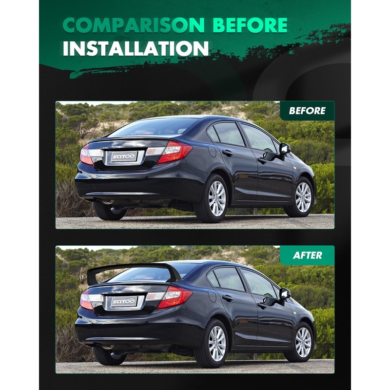 SCITOO Black ABS Rear Trunk Spoiler Wing 108.5 Inch Replacement