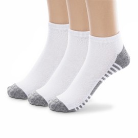Silky Toes Calcetines atléticos de bambú sin costuras con cojín, 3 o 6 pares de calcetines invisibles para niños y niñas, Blanco Gris 3 Pares, 9-11