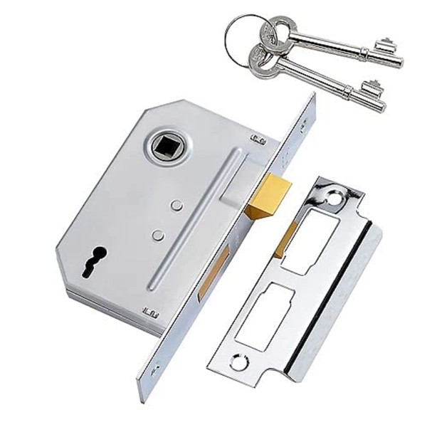 Yale 2 Lever Mortice Basic Security, Polished Chrome, 2.5 Inch/64 mm