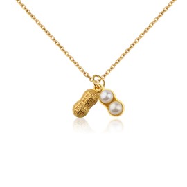 Peanut Necklace Peanut Gift Peanut Lovers Gift Peanut Jewelry Gifts Funny Peanut Gifts Peanut Pearl Peanut Chain Necklace, stainless steel