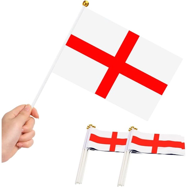 10Pcs St George Hand Flags England Hand Waving Fabric Mini
