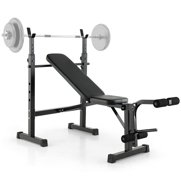 Adjustable Olympic Weight Bench Barbell Rack Set,Foldable Workout Bench Press
