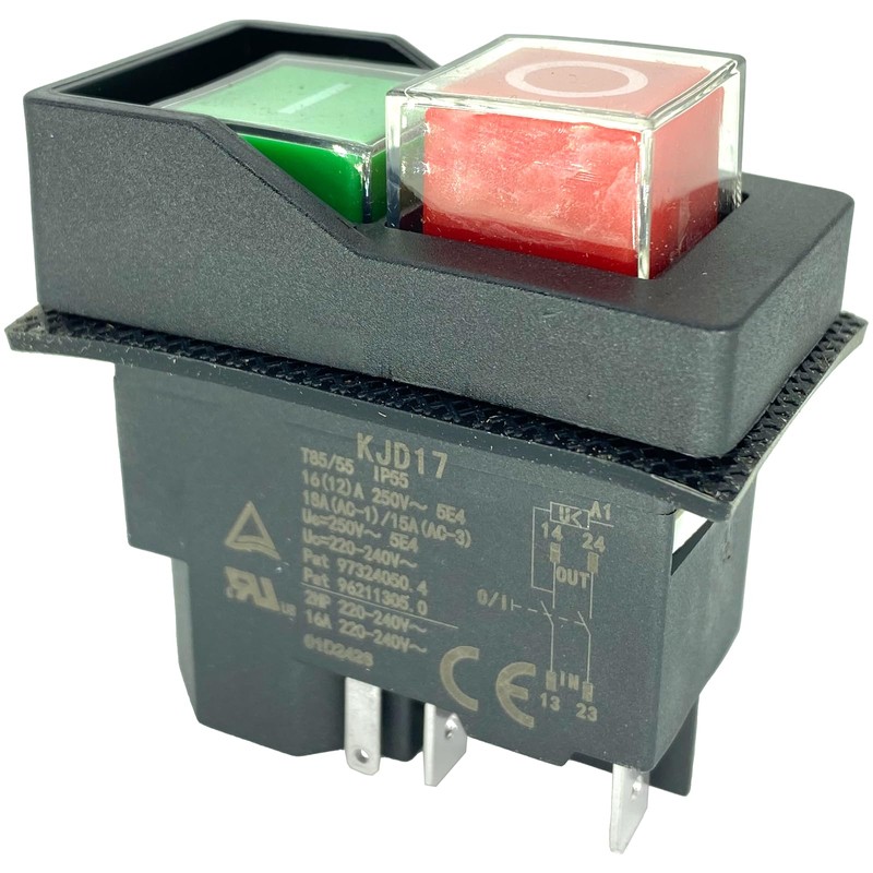 1-Pack KJD17 Electromagnetic Switch - 220V 16A 5-Pin SPDT Push