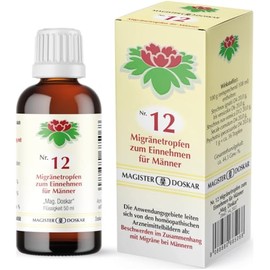 MAGISTER DOSKAR Tropfen Nr. 12 - Homöopathische Migränetropfen für Männer, 50 ml