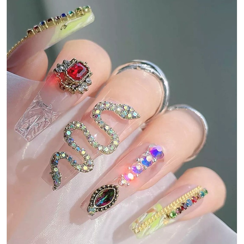 MISS CHULA 6 Dijes 3d Serpiente Víbora Cristales Decoración Para