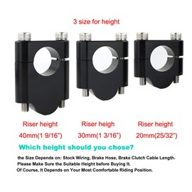 Mantt Motorcycle ATV Dirt Bike Handlebar Risers with Clamps 7/8" 22.2mm Fit for Grom MSX125 /CB500X/CRF250L,KLX250S/KLR650, V-Strom/DRZ 400/S, FZ1 / TW200 (Black, (25/32")20mm)