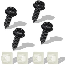 SAVITA 4 Sets Stainless Steel Number Plate Screws with Nylon Inserts for Fastening License Plate Frames and Covers on Cars and Trucks (Black)