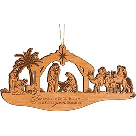 P. Graham Dunn for Unto Us a Child is Born Nativity Manger Wood Christmas Ornament