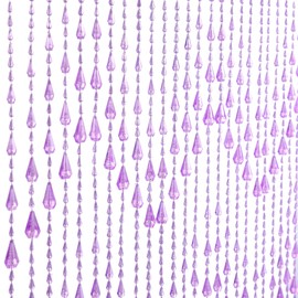 GeeComfy Crystal Beaded Curtain 35.5 x 79 Inches 45 Strands Acrylic Hanging Door Beads String Curtain Room Divider for Doorway Window Living Room Bedroom Decor, Wave Pattern - Pink