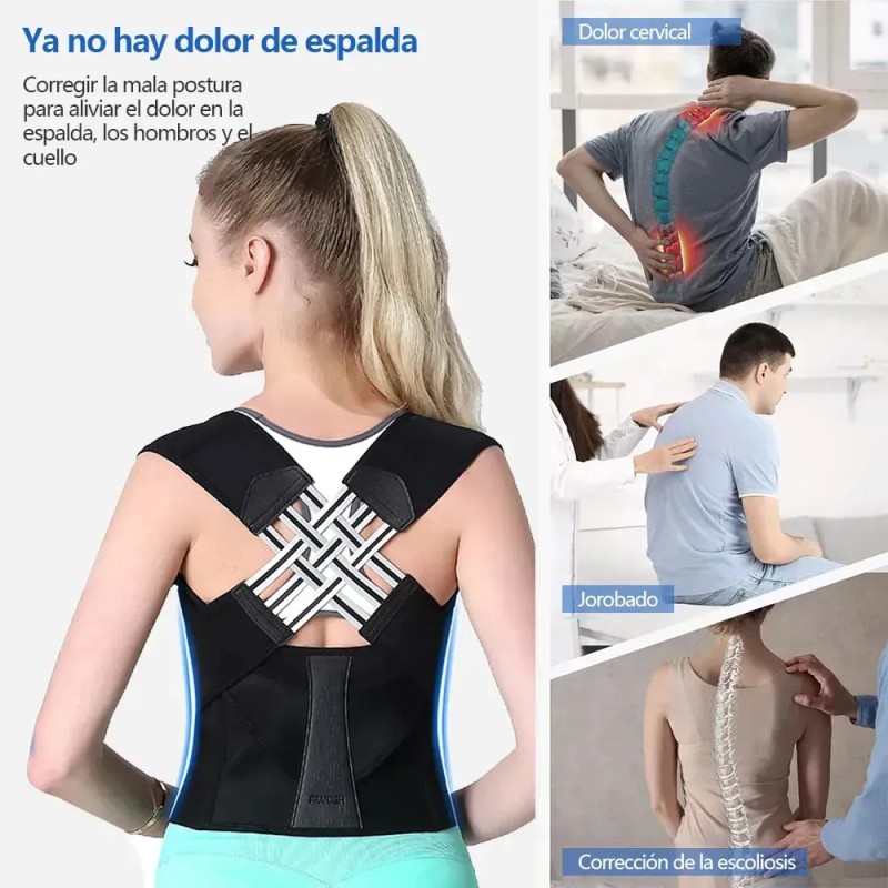 Corrector Postura Ortopédico Lumbar Espalda Ajustable Faja Negro Xl