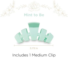 TELETIES - Medium Hair Clip - Spring Collection - Hair Claw Clips for Women - Strong Grip, Bendable Teeth, Curved Design - For All Hair Types and Textures - Mint
