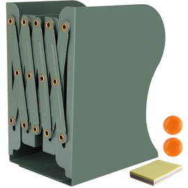 DIFIT Bookends, Adjustable Bookends, Metal Bookends, Expandable Book Holder Book End, Book End for Shelf, Green Bookends Metal for Desk (Pack of 1)