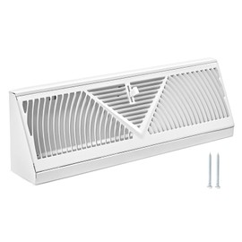 Flowild 15 Inch Baseboard Register (Duct Opening Size) - Baseboard Vent Covers for Home - Easy Adjust Air Supply Lever Floor Baseboard Diffuser (White)
