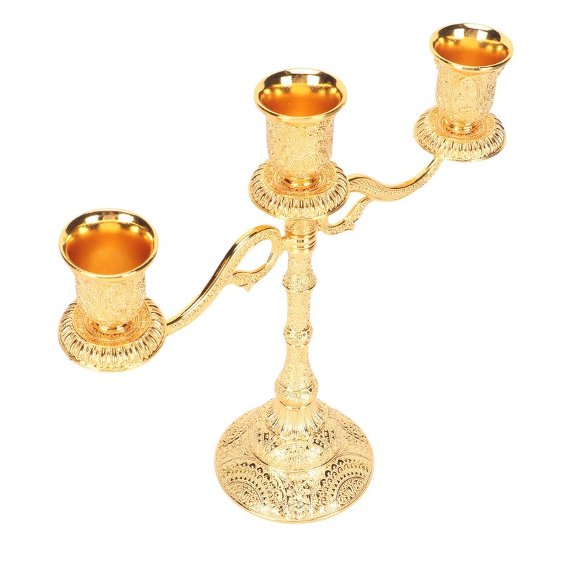 3 Arms Alloy Candelabra Vintage Style Elegant Candlestick Holder for