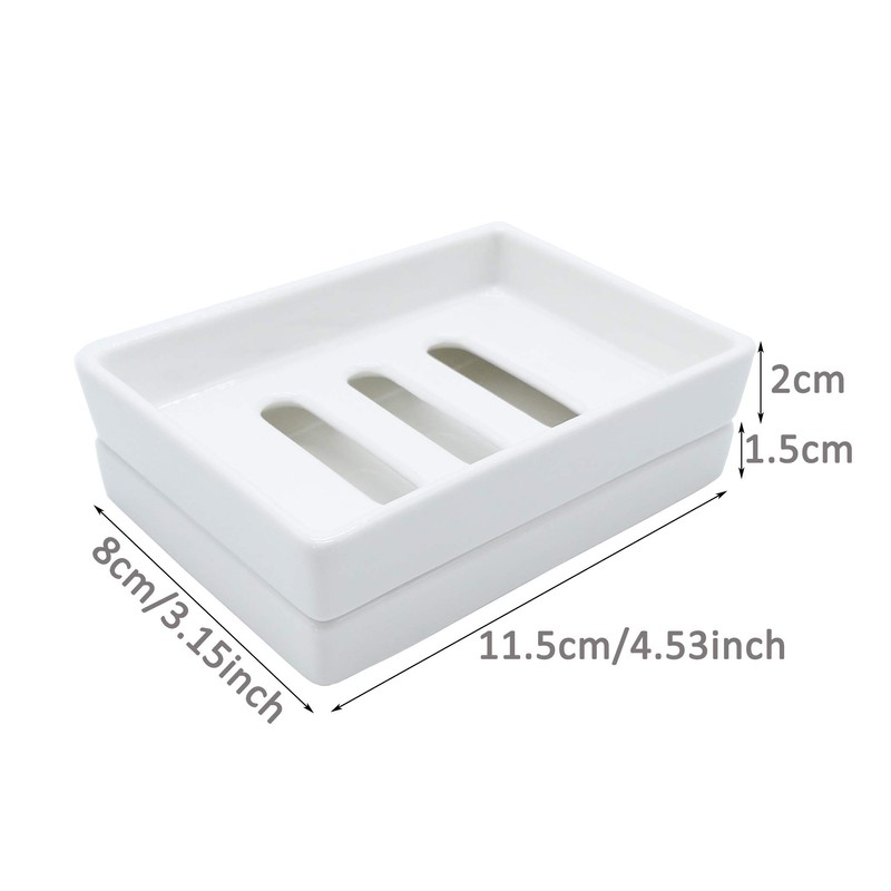 Ceramic Soap Dish Bar Soap Holder Double Layer Soap Tray