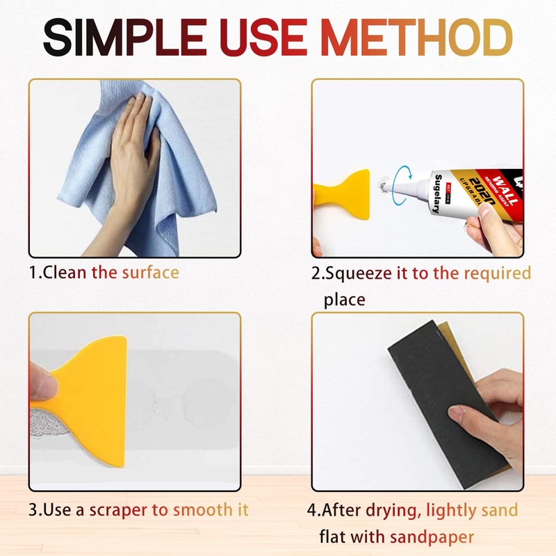 Sugelary Drywall Patch Repair Kit with Scraper, Wall Spackle Paste,