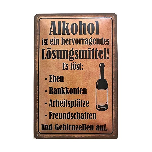 Deko7 Tin Sign 30 x 20 cm Alcohol ist ein