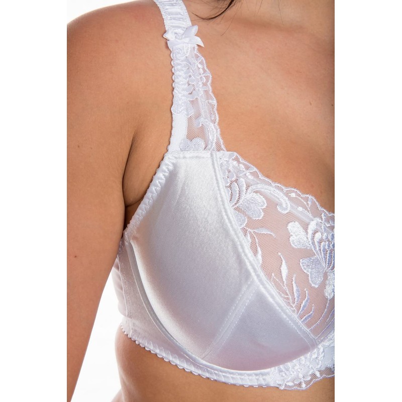 Gemm White Satin Lace Underwired Bra 34D to 46J (38H)