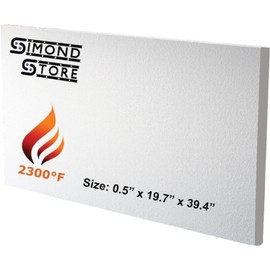 SIMOND STORE Ceramic Fiber Insulation Board - 2300F - 1/2 Inch x 19.7 Inch x 39.4 Inch - Ceramic Fiber Thermal Insulation Board for Wood Stoves Fireplaces Furnaces Forges Kilns Pizza Ovens