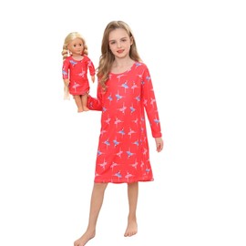 Bow Dream Girl Dress Cute and Matching American Girl Doll Clothes Accessories for Girls Dresses Set Dancing Girl Size 110