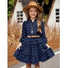 Arshiner Girls Dress Swiss Dot V Neck Long Sleeve Ruffle